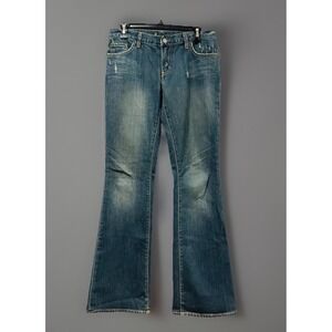 Y2k BEBE Sophie Women's Jeans BootCut Flared Denim Wash Size 29‎ 8 Color Trashed